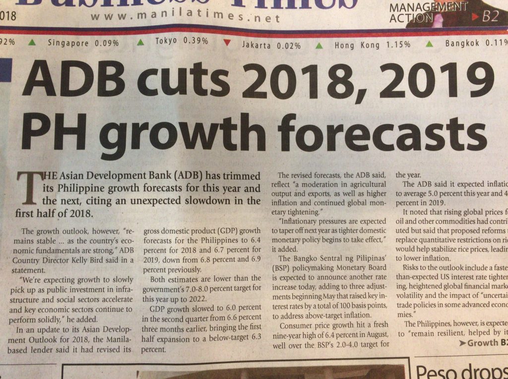 フィリピンGDP成長率予測下方修正_インフレは峠を超えたか？